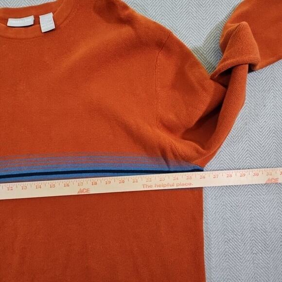 Nassau Bay Sweater Men's XXL Orange with Blue Stripes Long Sleeve Quiet Luxury - Picture 9 of 14